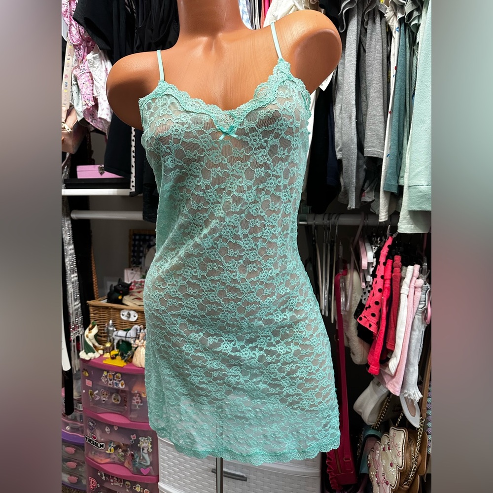Victoria's Secret Mint Lace Chemise